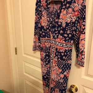 Faux Wrap border print dress